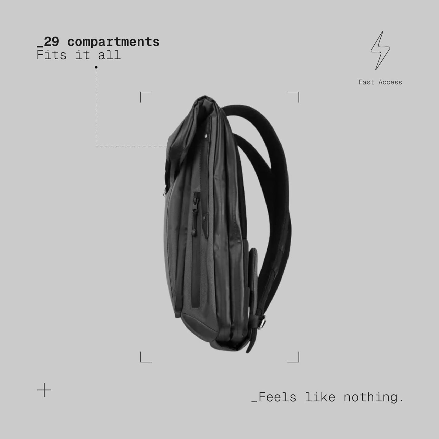 The Frenchie Co. - Work/Travel Speed Backpack - Expandable 23 to 30 liters - Anti-theft magnetic closure - Ballistic nylon with padded laptop compartment and minimalist professional design