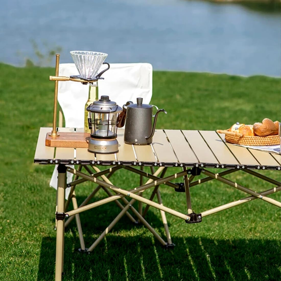 Folding Camping Chair for Small man, Portable Outdoor Backpacking Chair for Hiking, Picnic, Camping, Beach, Ultralight Compact Camping Chair with Carry Bag, 23"D x 14.2"W x 14.2"H (Beige)