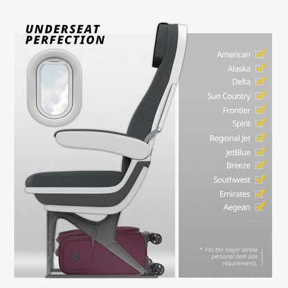 Verage Under Seat Luggage with Wheels，Softside Small Suitcase Spinner Carry On Luggage Bags for Airlines Airplanes Short Trip Men Women (Grape red, 14-Inch Underseat)