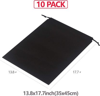 Set of 10 Jumbo Shoe Bags for Travel Non-Woven with Rope for Men and Women Large Shoes Pouch Storage Packing Organizers