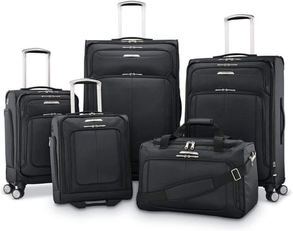 Samsonite Solyte DLX Softside Expandable Luggage with Spinner Wheels, Midnight Black, Checked-Medium 25-Inch
