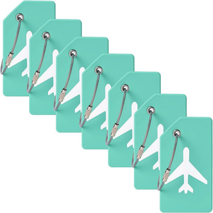 7 Pack Silicone Luggage Tag Travel Suitcase Tags with Name ID Card Perfect to Quickly Spot Baggage Handbag (Mint Green)