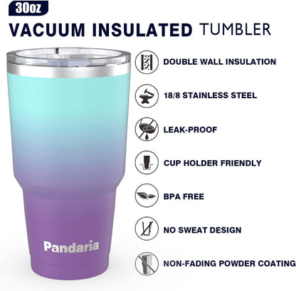 30 oz insulated tumbler with lid and straw, Reusable Spill Proof & Leak Proof Tumbler for Hot and Cold Beverages, Ideal for Iced coffee, Smoothies & Water (Sea)