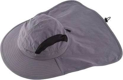 Home Prefer UPF 50+ Sun Hats for Men Women Wide Brim Fishing Hat with Neck Flap UV Protection Sunblock Safari Bucket Hat