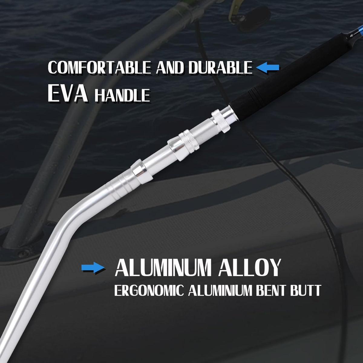 Fiblink Saltwater Offshore Heavy Trolling Fishing Rod Big Game Conventional Boat Fishing Roller Rod Pole with All Roller Guides (Heavy Power, 5-Feet 1-Inch)