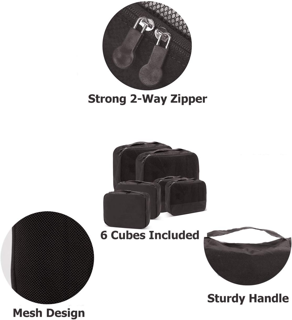 DoubleTrip Packing Cubes for Suitcases Carry on Luggage Organizer 6 Set Travel Accessories Lightweight Storage Bag Space Saver Clothes Pouch Large