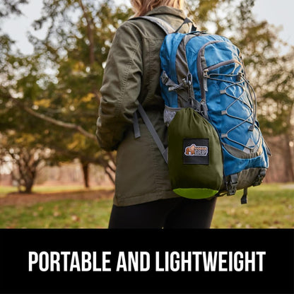 GORILLA GRIP Durable Portable Camping Hammock, Holds 400lbs with Heavy Duty Tree Straps, Comfortable Travel Swing, Camp Hammocks, Easy to Use and Install, Outdoor Essentials, Green, 9x4.5 FT