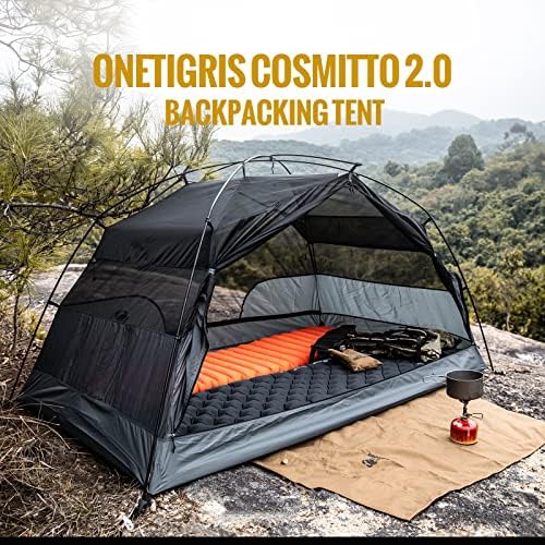 OneTigris COSMITTO 2 Person Backpacking Tent Shelter- Free Standing Lightweight Waterproof 3 Season Camping Tent for Outdoor Hiking Mountaineering