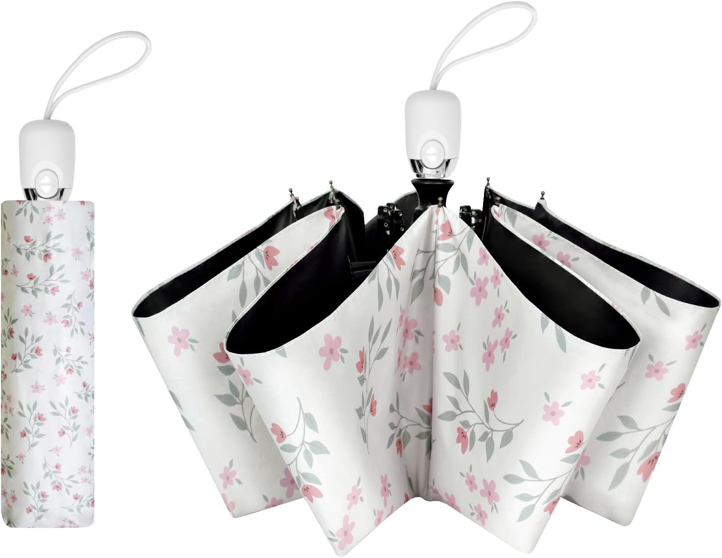 Cuby UV Sun Umbrella Compact Folding Umbrella lightweight Portable Manual Travel Umbrella for Rainproof & 99% UV Protection with Black Anti-UV Coating