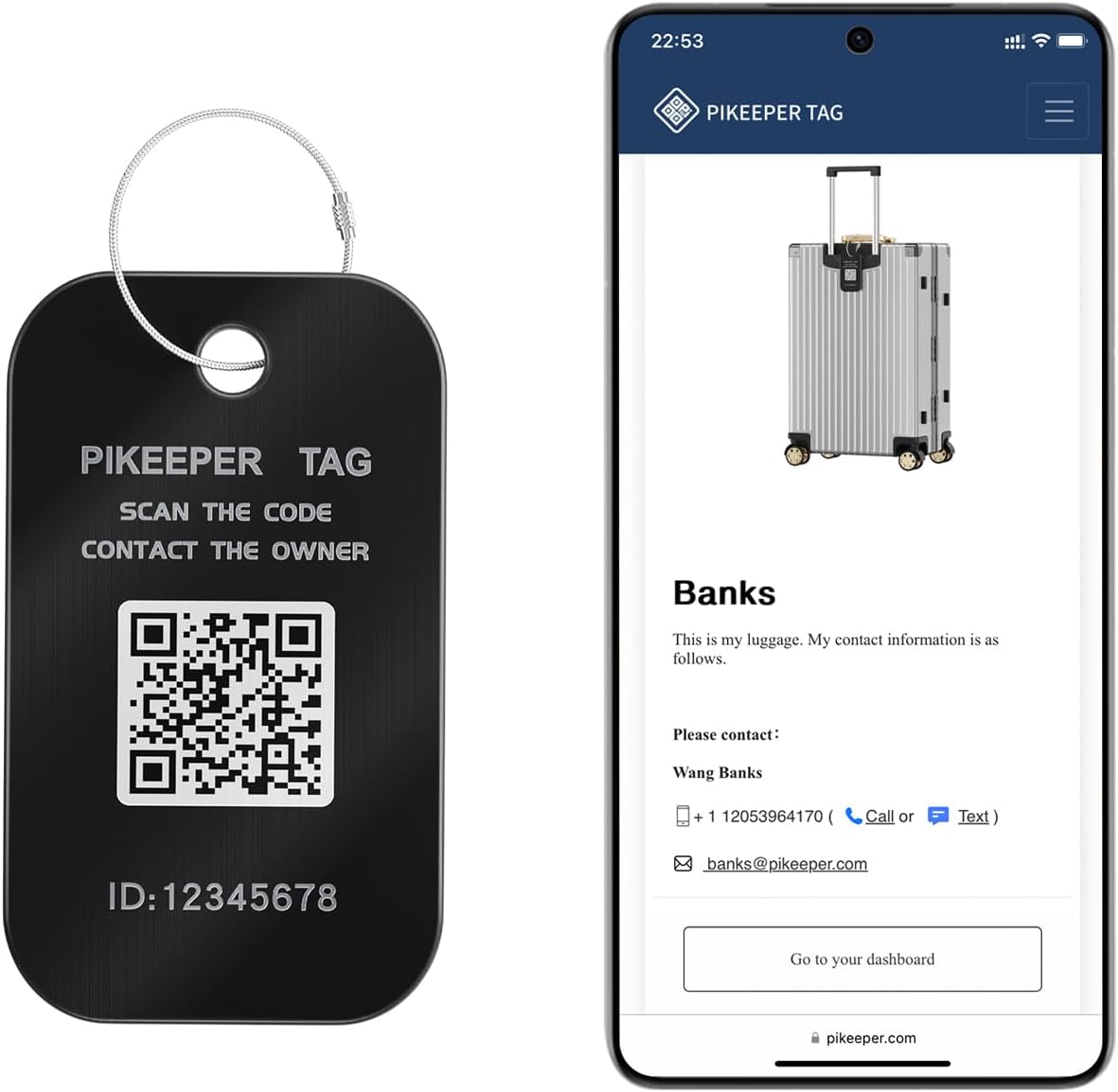 Smart Luggage Tag - Waterproof QR Code Cruise ID Labels with Location Notification When Scanned, Customizable & Durable Travel Tags for Suitcases, Backpacks, Hide Personal Info Securely