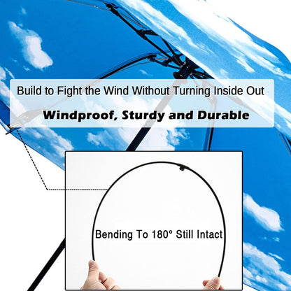 LANBRELLA Compact Reverse Folding Umbrella Auto Windproof Travel Umbrella