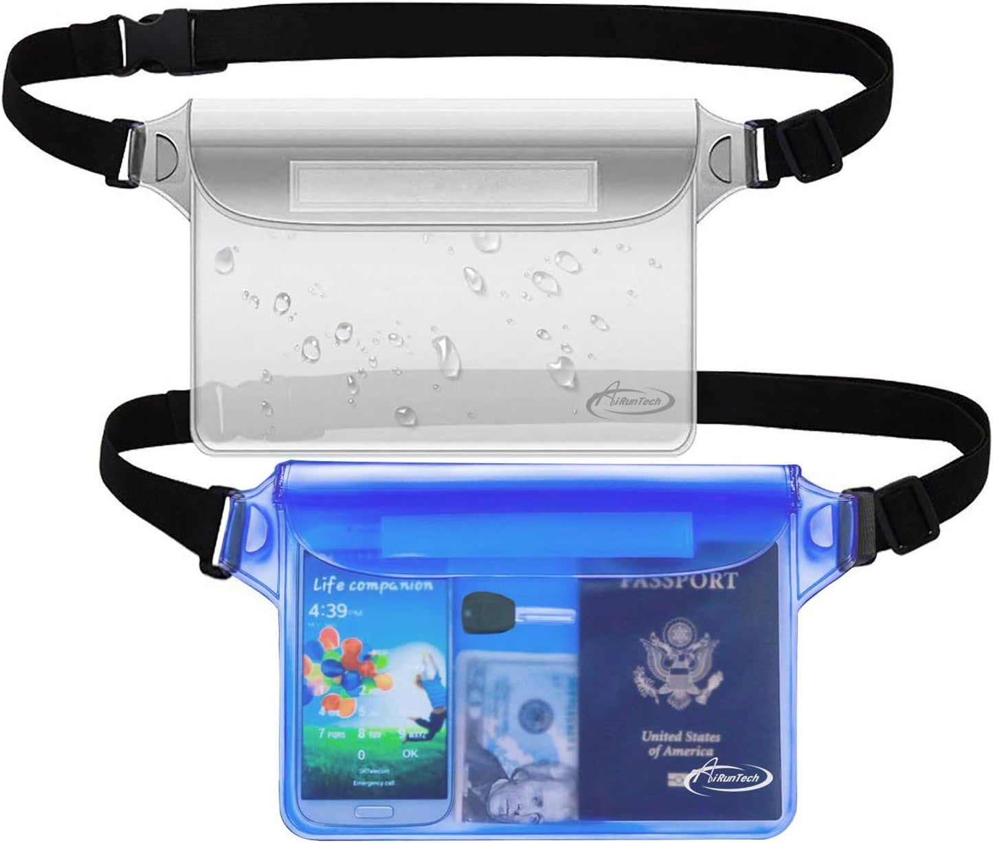 AiRunTech Clear Fanny Pack Waterproof,Beach Cruise Ship Essential Accessories Must Haves,Waterproof Pouch for Phone Passport Wallet Purse with Waist Strap