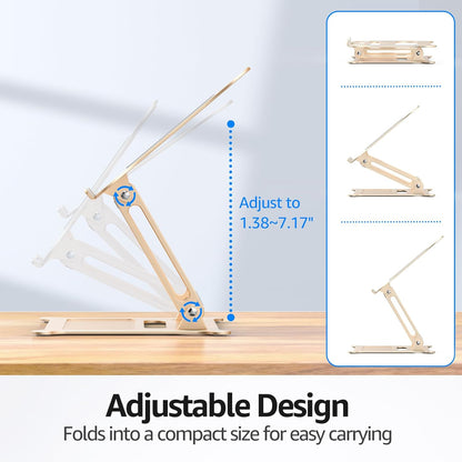 Urmust Laptop Notebook Stand Holder Adjustable Ultrabook Stand Riser Portable Compatible with MacBook Air Pro HP Dell XPS Lenovo All laptops 10-15.6"(Light Gold)