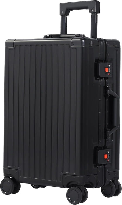 UrbanExplorer All Aluminum Carry On Luggage 22x14x9 Airline Approved Heavy Duty Hard Shell Suitcases Zipperless Suitcase with TSA Lock, Black, 20 Inch