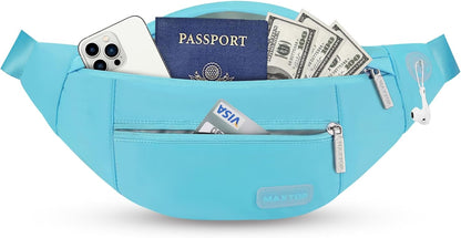 MAXTOP Large Crossbody Fanny Pack with 4-Zipper Pockets,Gifts for Enjoy Sports Festival Workout Traveling Running Casual Hands-Free Wallets Waist Pack Phone Bag Carrying All Phones