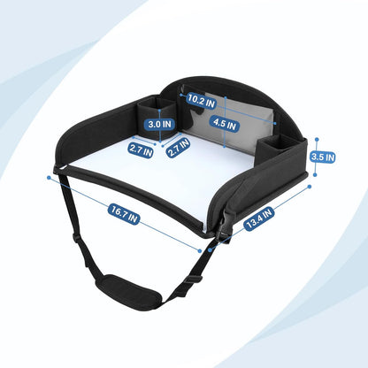 COOLBEBE Kids Travel Tray for Toddler Car Seat, Travel Tray for Airplane, Toddler Car Seat Lap Tray, Carseat Table Tray for Kids Travel Activities (Black-1)