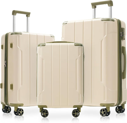 Merax Luggage Set 3 Piece Hardshell Suitcases with Spinner Wheels, TSA Lock, Lightweight Travel Luggage 20" Carry On 24" 28" Expandable Checked for Family Trips