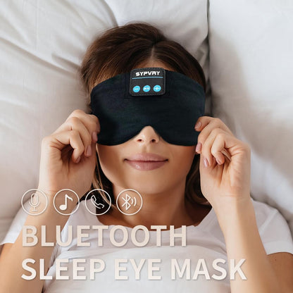 Sleep Mask Bluetooth 5.4 Headphones Soft Wireless Headband Eye Mask Blackout with Microphone (Black M)
