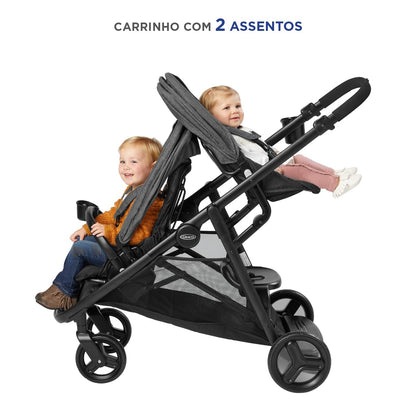 Graco Ready2Grow LX 2.0 Double Stroller Features Bench Seat and Standing Platform Options, Clark
