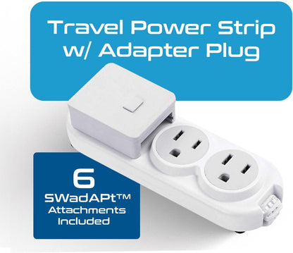 Ceptics Travel Power Strip W/ Adapter Plug Set - Equipped with USB, Type C for iPhone, Chargers, Cell Phones, Laptop - Plugs for Europe, Asia, China, USA, Africa, South America PS-2U