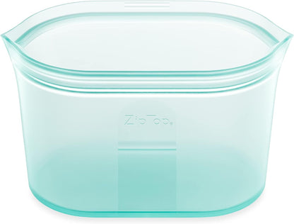 Zip Top Reusable Food Storage Bags | Large Dish [Teal] | Silicone Meal Prep Container | Microwave, Dishwasher and Freezer Safe | Made in the USA