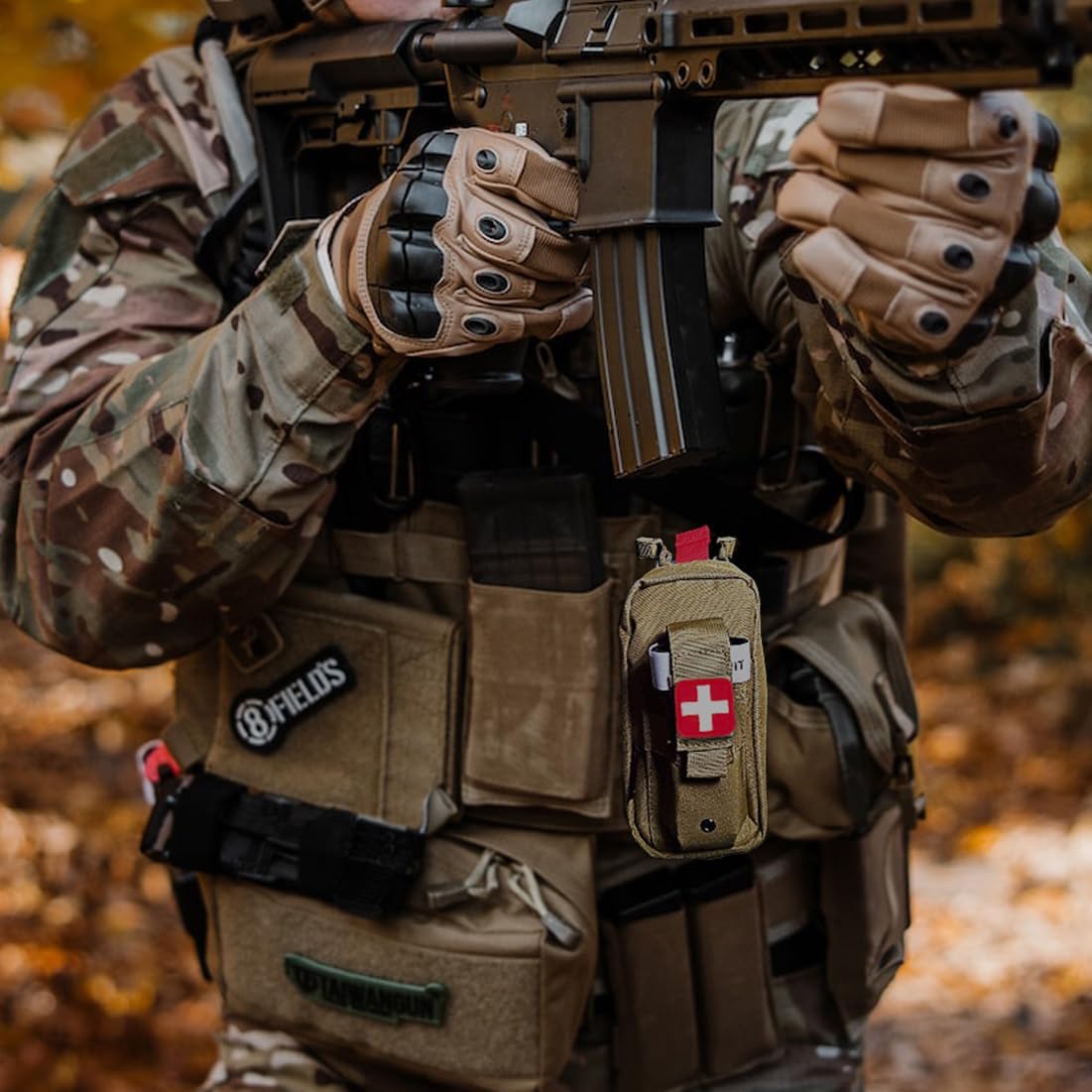 Tourniquet Pouch (Israeli Bandage + Pouch), Portable IFAK Pouch Small Trauma Medical Kit Tactical First Aid Pouch, Emergency EMT for Camping and Hiking (Tan)