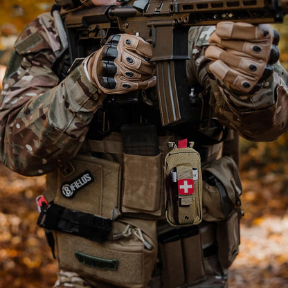 Tourniquet Pouch (Israeli Bandage + Pouch), Portable IFAK Pouch Small Trauma Medical Kit Tactical First Aid Pouch, Emergency EMT for Camping and Hiking (Tan)