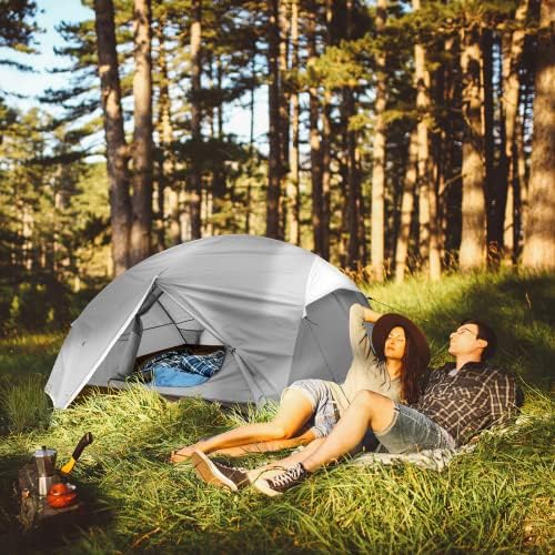 Bessport Camping Tent for 2-3 Person, Lightweight Backpacking Tent Waterproof Windproof Two Doors Easy Setup Double Layer Outdoor Tents for 3 to 4 Seasons, Suitable for Outdoor,Hiking,Camping