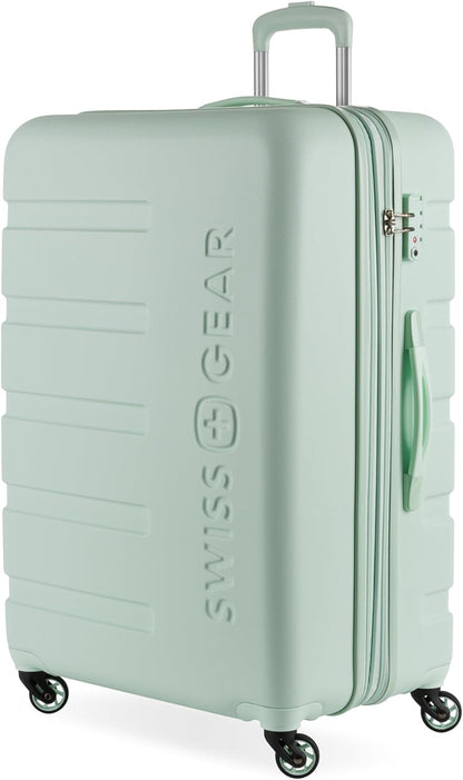 SwissGear 7366 Hardside Expandable Luggage with Spinner Wheels, Clearly Aqua, Checked-Large 27-Inch