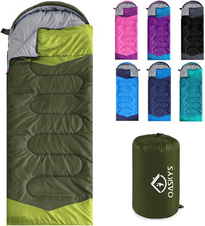 oaskys Camping Sleeping Bag - 3 Season Warm & Cool Weather - Summer Spring Fall Lightweight Waterproof for Adults Kids - Camping Gear Equipment, Traveling, and Outdoors