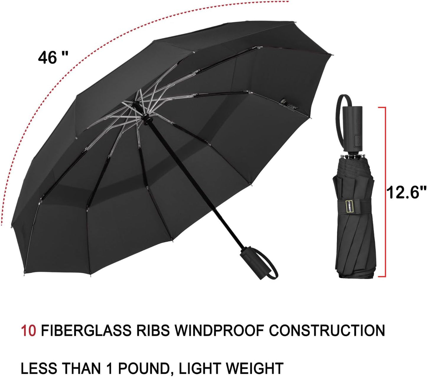 LANBRELLA Compact Reverse Folding Umbrella Auto Windproof Travel Umbrella