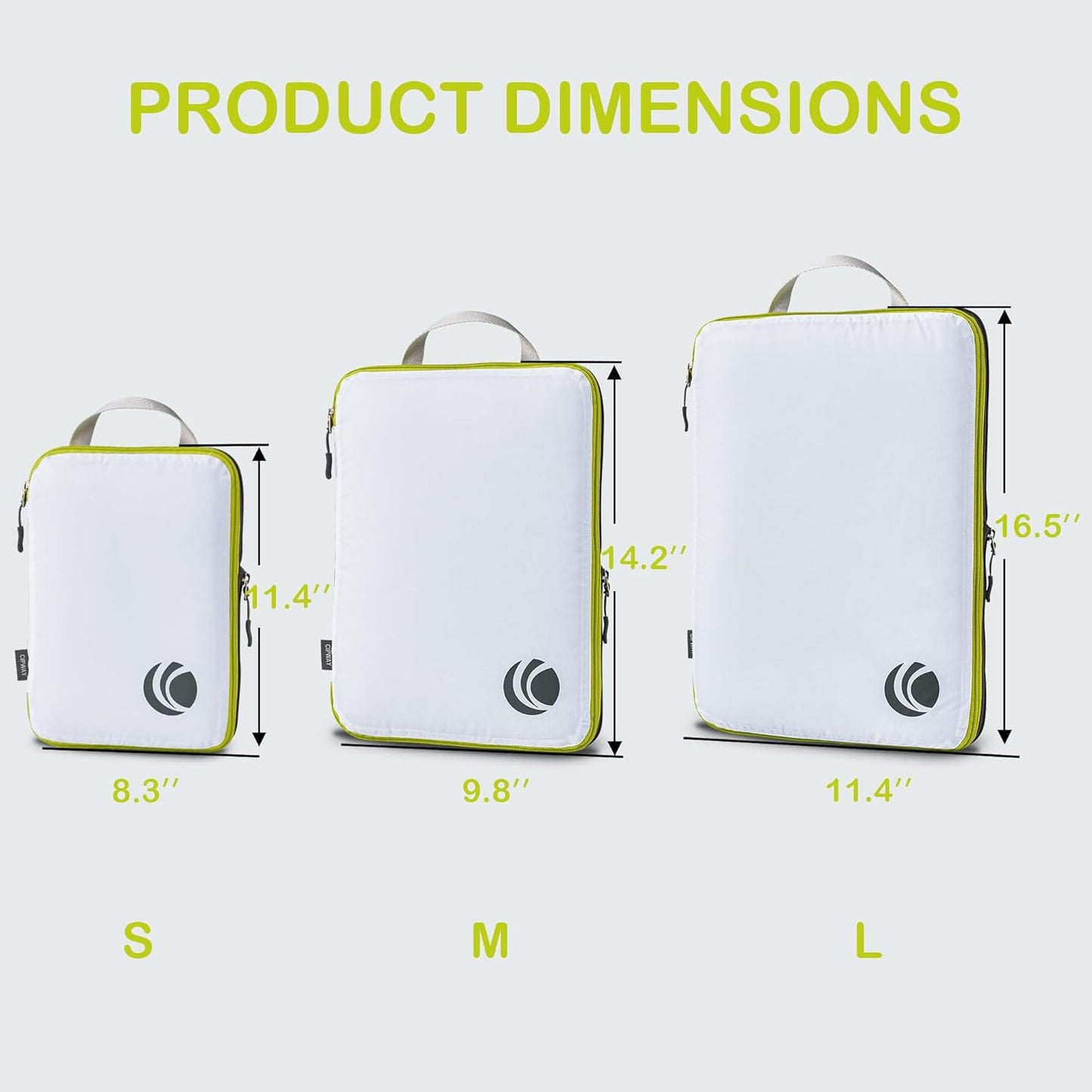 Cipway Compression Packing Cubes, Ultralight Luggage Organizer Bags, Travel Essentials for Carry on Suitcase (3 Piece,White)