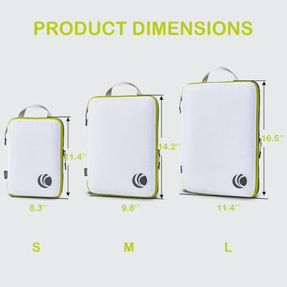 Cipway Compression Packing Cubes, Ultralight Luggage Organizer Bags, Travel Essentials for Carry on Suitcase (3 Piece,White)