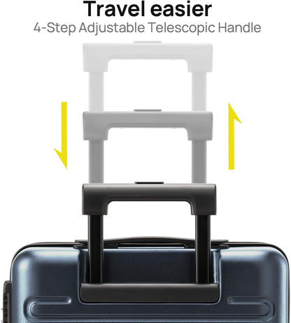 Carry on Luggage 22 X 14 X 9 Airline Approved, 20 Inch Luggage for 3-5 Days Travel, Double Spinner Wheels, 100% Hardshell PC, TSA Lock (09-Grey, Carry-On 20-Inch)