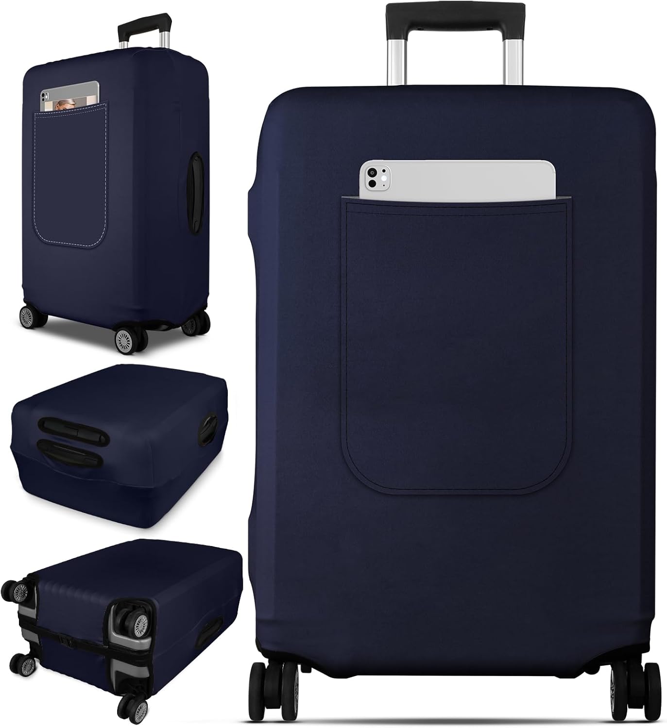 Slohif Luggage Cover for Suitcase Tsa Approved Protector - Luggage Sleeve Suit Case Cover Travel Stretch Large Baggage Case Protective Washable Fit 18-20 Inch Navy Blue