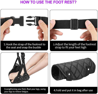 Airplane Foot Rest (Travel Comfortably), Perfect Airplane Travel Essentials, Portable Foot Hammock Airplane Plane Travel Accessorie, Long Flight Essentials, Relax your feet & Leg Airplane Foot Hammock