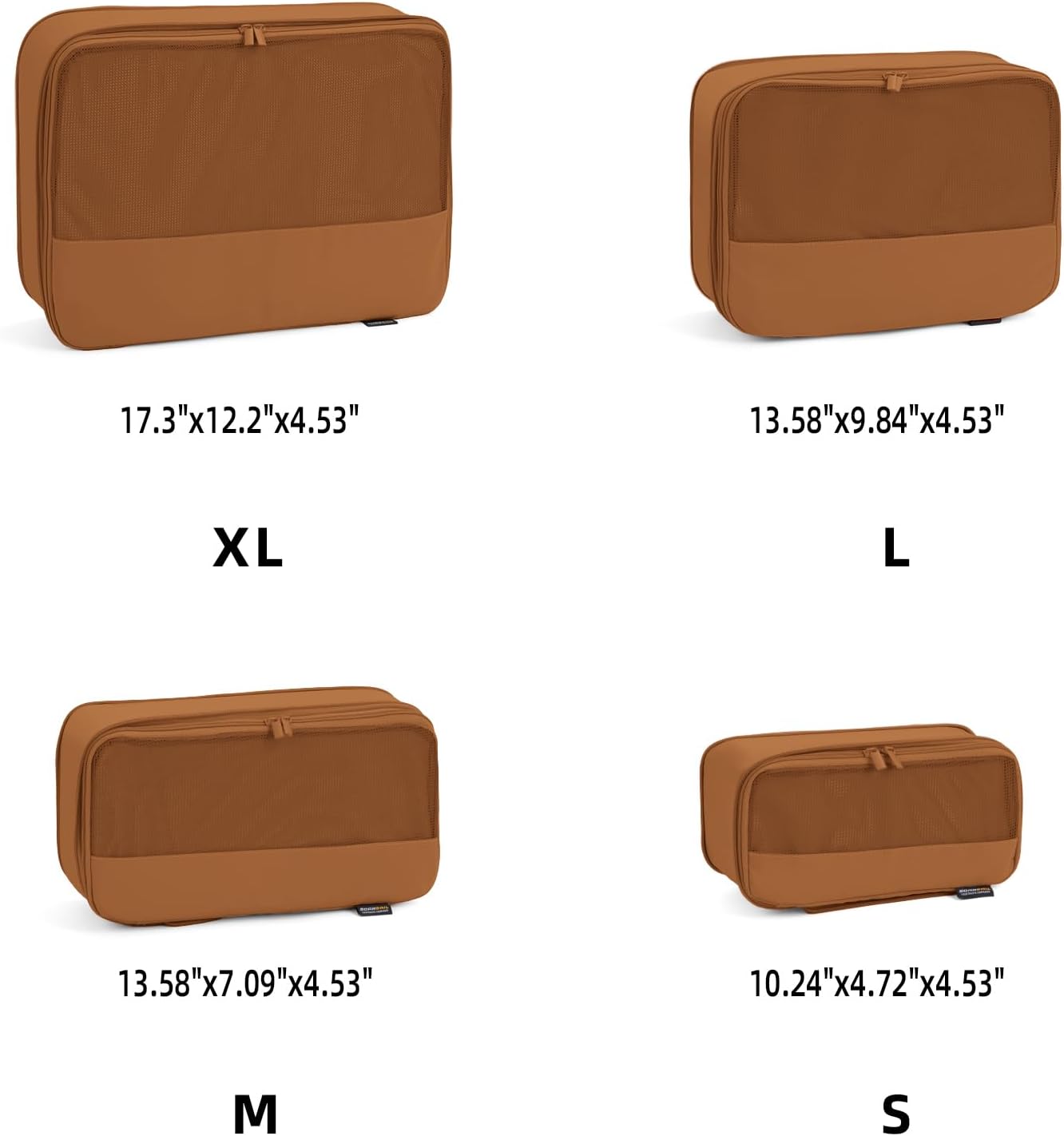 4 Piece Compression Packing Cubes for Suitcases and Backpack, Lightweight Travel Organizers (Light Brown)