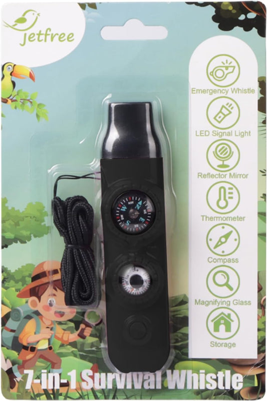 Multifunctional Survival Emergency Whistle for Kids with Compass Hiking Survival, Thermometer & Neck Lanyard | Emergency Safety Gear for Hiking, Camping, Kayaking, Boating, Climbing