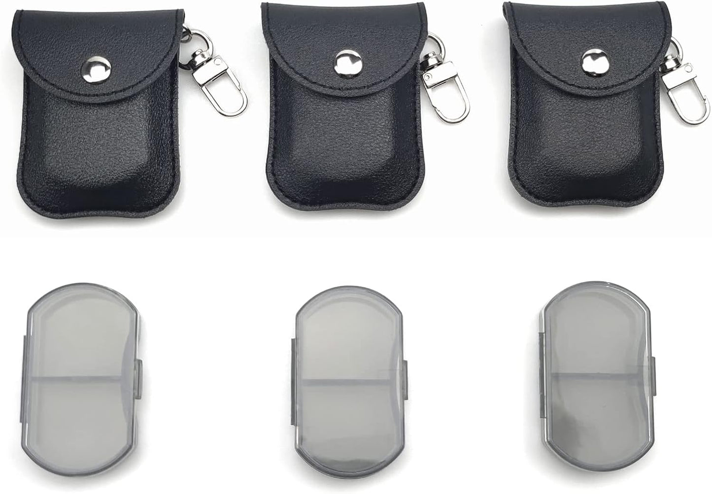 VOFOON 3 Pack Small Pill Organizer, Travel Pill Box for Purse, Keychain Pill Holder, Pocket Pill Container, 2 Times a Day Daily Portable Medicine Vitamin Case, Fish Oil Box, Supplement Box