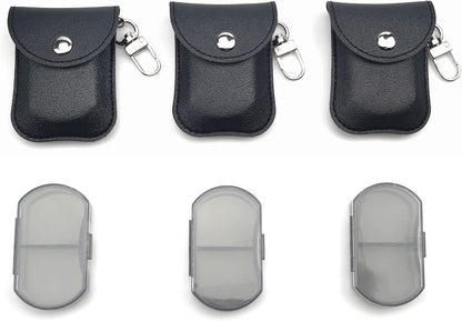 VOFOON 3 Pack Small Pill Organizer, Travel Pill Box for Purse, Keychain Pill Holder, Pocket Pill Container, 2 Times a Day Daily Portable Medicine Vitamin Case, Fish Oil Box, Supplement Box