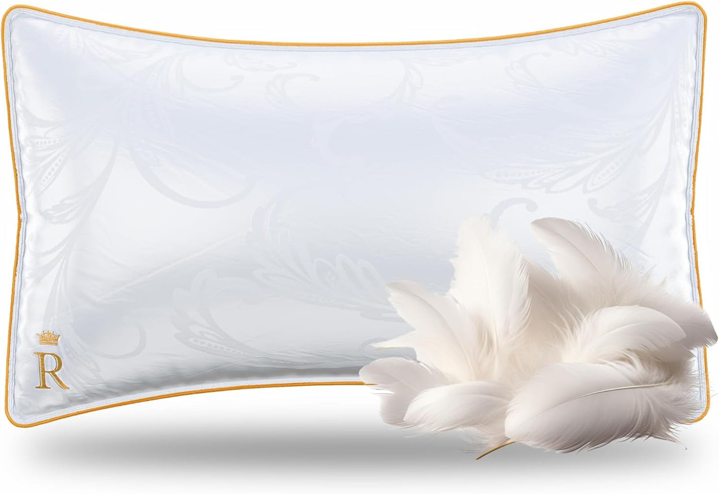 Royal Therapy White Goose Feathers and Down Pillow, Premium White Bed Sleeping Breathable