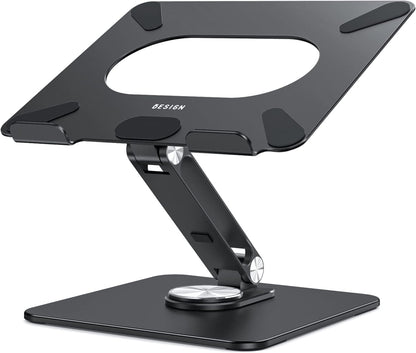BESIGN LSX7 Laptop Stand with 360 Rotating Base, Ergonomic Adjustable Notebook Riser Holder Compatible with Air, Pro, Dell, HP, Lenovo More 10-15.6" Laptops (Black)