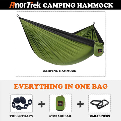 Camping Hammock, Super Lightweight Portable Parachute Hammock with Two Tree Straps Single or Double Nylon Travel Tree Hammocks for Camping Backpacking Hiking