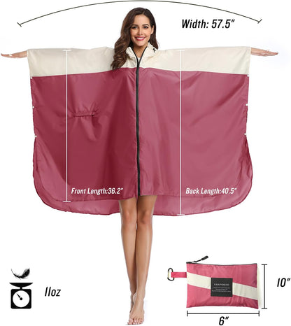SaphiRose Unisex Rain Poncho Hooded Waterproof Raincoat for Adults Women