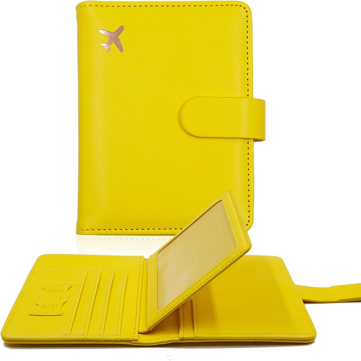 Melsbrinna RFID Passport Holder for Travel Women/Men, Cute RFID Blocking Wallet with Card Slots, Travel Wallet/Passport Case (1, Yellow)