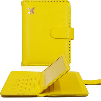 Melsbrinna RFID Passport Holder for Travel Women/Men, Cute RFID Blocking Wallet with Card Slots, Travel Wallet/Passport Case (1, Yellow)