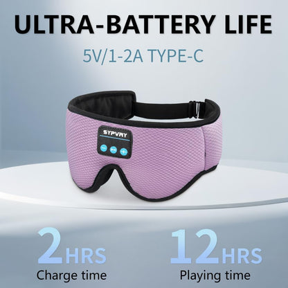 Sleep Mask Bluetooth Headphones Soft Wireless Headband Eye Mask Blackout with Microphone (Purple)