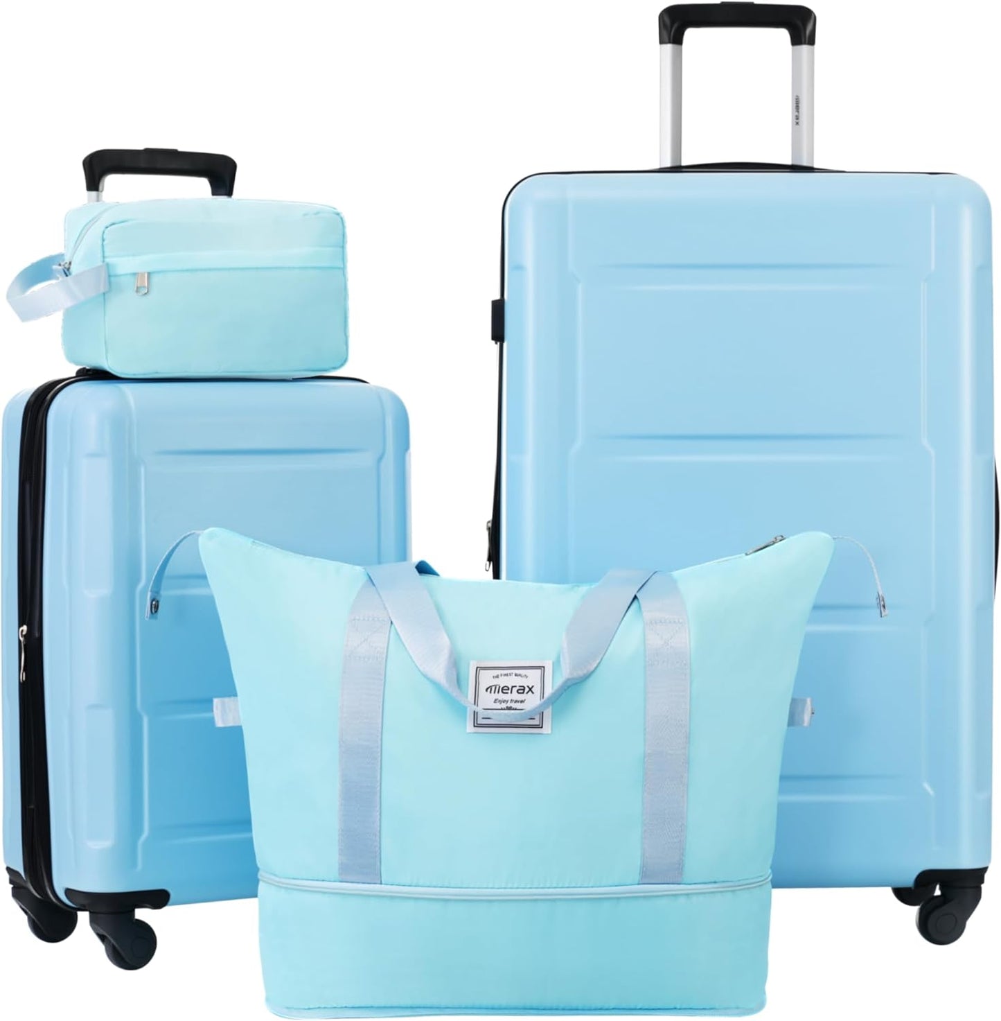 Merax Luggage Set 2 Piece Suitcase Sets with Spinner Wheel,Lightweight Hardside Expandable Travel Laggage with TSA Lock,Suitcase with Travel Bag(20"/28",Baby Blue)