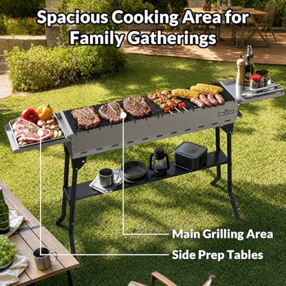 Charcoal Grill, Foldable Portable BBQ Grill for Camping & Backyard