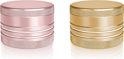 2 Sets Small Pill Box, Portable Daily Box, Aluminium Alloy Round Container for Pills, Pocket Case (Pink+Gold)